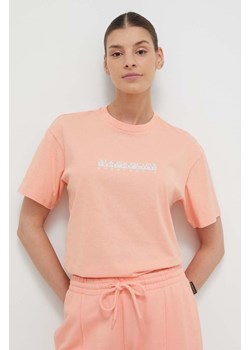 Napapijri t-shirt bawełniany damski kolor pomarańczowy ze sklepu ANSWEAR.com w kategorii Bluzki damskie - zdjęcie 169396390
