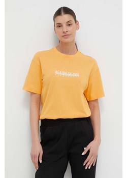 Napapijri t-shirt bawełniany damski kolor żółty ze sklepu ANSWEAR.com w kategorii Bluzki damskie - zdjęcie 169396394