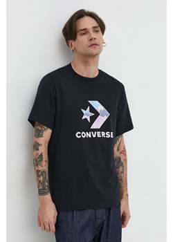 Converse t-shirt bawełniany męski kolor czarny z nadrukiem ze sklepu ANSWEAR.com w kategorii T-shirty męskie - zdjęcie 169396520