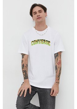Converse t-shirt bawełniany męski kolor beżowy z nadrukiem ze sklepu ANSWEAR.com w kategorii T-shirty męskie - zdjęcie 169396550
