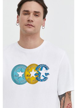 Converse t-shirt bawełniany męski kolor beżowy z nadrukiem ze sklepu ANSWEAR.com w kategorii T-shirty męskie - zdjęcie 169396560