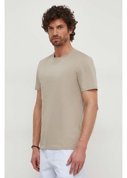 BOSS t-shirt bawełniany męski kolor beżowy gładki 50468395 ze sklepu ANSWEAR.com w kategorii T-shirty męskie - zdjęcie 169406904