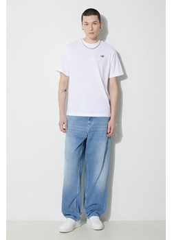 New Balance t-shirt bawełniany Small Logo męski kolor biały z aplikacją MT41509WT ze sklepu PRM w kategorii T-shirty męskie - zdjęcie 169412730
