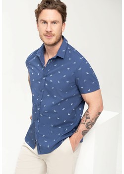Koszula męska z wzorem w łódki, Slim Fit, K-NANTES ze sklepu Volcano.pl w kategorii Koszule męskie - zdjęcie 169422020