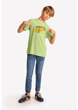 Seledynowa koszulka chłopięca z nadrukiem deskorolki T-FONTER JUNIOR ze sklepu Volcano.pl w kategorii T-shirty chłopięce - zdjęcie 169422363