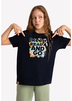 Czarna dziewczęca koszulka z kolorowym nadrukiem T-READY JUNIOR ze sklepu Volcano.pl w kategorii Bluzki dziewczęce - zdjęcie 169422482