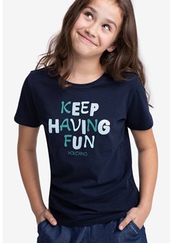 Granatowa koszulka dziewczęca z cekinami T-SHINNI JUNIOR ze sklepu Volcano.pl w kategorii Bluzki dziewczęce - zdjęcie 169422500