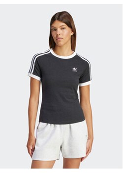 adidas T-Shirt 3-Stripes IU2429 Czarny Slim Fit ze sklepu MODIVO w kategorii Bluzki damskie - zdjęcie 169423284
