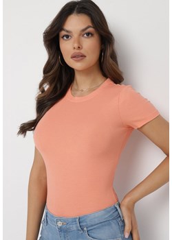 Pomarańczowy Bawełniany T-shirt Elastyczny Lireanne ze sklepu Born2be Odzież w kategorii Bluzki damskie - zdjęcie 169425823