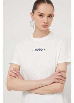 HUGO t-shirt bawełniany damski kolor biały 50518339 ze sklepu ANSWEAR.com w kategorii Bluzki damskie - zdjęcie 169426914