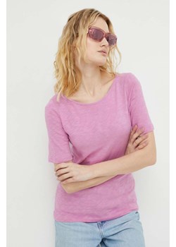 Marc O&apos;Polo t-shirt bawełniany damski kolor różowy 402226151399 ze sklepu ANSWEAR.com w kategorii Bluzki damskie - zdjęcie 169426924