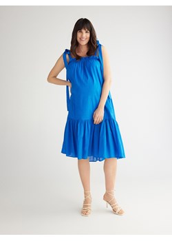 Reserved - Bawełniana sukienka z falbaną - niebieski ze sklepu Reserved w kategorii Sukienki ciążowe - zdjęcie 169428761