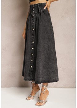 Czarna Jeansowa Spódnica Maxi z Guzikami z Bawełny Rachellia ze sklepu Renee odzież w kategorii Spódnice - zdjęcie 169431343