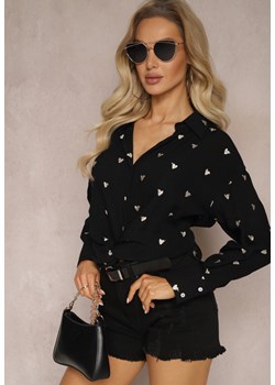 Czarna Klasyczna Koszula Bawełniana z Dodatkiem Lnu Larnniea ze sklepu Renee odzież w kategorii Koszule damskie - zdjęcie 169431480