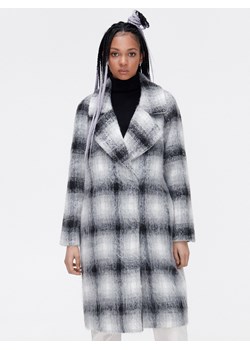Cropp - Długi płaszcz w czarno-białą kratę - czarny ze sklepu Cropp w kategorii Płaszcze damskie - zdjęcie 169437153