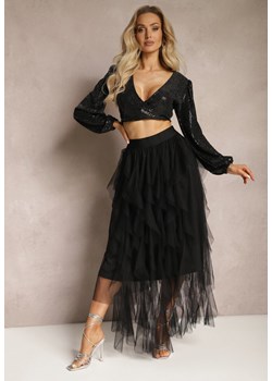 Czarna Maxi Spódnica z Przeźroczystego Tiulu Rozkloszowana Enewe ze sklepu Renee odzież w kategorii Spódnice - zdjęcie 169437373