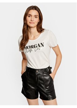 Morgan T-Shirt 241-DUNE Biały Regular Fit ze sklepu MODIVO w kategorii Bluzki damskie - zdjęcie 169438823