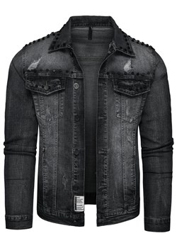 Kurtka męska jeansowa czarna z nitami Recea ze sklepu Recea.pl w kategorii Kurtki męskie - zdjęcie 169440672
