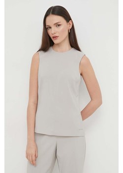 Calvin Klein bluzka damska kolor szary gładka ze sklepu ANSWEAR.com w kategorii Bluzki damskie - zdjęcie 169442822