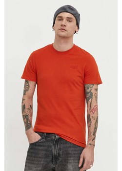 Superdry t-shirt bawełniany męski kolor pomarańczowy gładki ze sklepu ANSWEAR.com w kategorii T-shirty męskie - zdjęcie 169443171