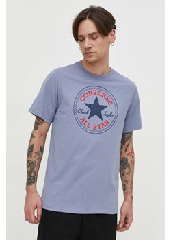 Converse t-shirt bawełniany kolor niebieski z nadrukiem ze sklepu ANSWEAR.com w kategorii T-shirty męskie - zdjęcie 169443240