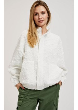 Biała bluza damska zapinana na zamek 4318, Kolor biały, Rozmiar XS, Moodo ze sklepu Primodo w kategorii Bluzy damskie - zdjęcie 169446844