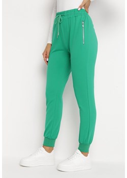 Zielone Bawełniane Spodnie Dresowe Joggery z Zasuwanymi Kieszeniami Ficacion ze sklepu Born2be Odzież w kategorii Spodnie damskie - zdjęcie 169451300