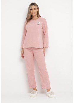 Różowy 2-Częściowy Komplet Piżamowy Bluza z Naszywką i Spodnie z Gumką w Pasie Revaxa ze sklepu Born2be Odzież w kategorii Piżamy damskie - zdjęcie 169451463