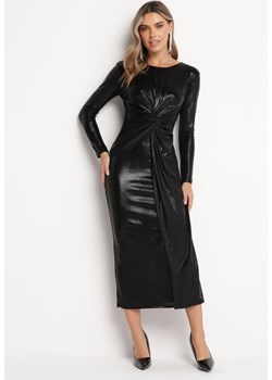 Czarna Połyskująca Sukienka Maxi z Ozdobnym Węzłem Fabriana ze sklepu Born2be Odzież w kategorii Sukienki - zdjęcie 169451600