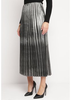 Srebrna Plisowana Spódnica Midi z Metalicznym Połyskiem Relita ze sklepu Born2be Odzież w kategorii Spódnice - zdjęcie 169451634