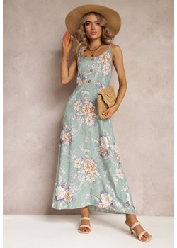 Jasnozielona Sukienka w Kwiaty na Ramiączkach Lydienne ze sklepu Renee odzież w kategorii Sukienki - zdjęcie 169451811