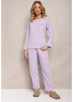 Fioletowy Komplet Piżamowy 2-Częściowy Bluza i Spodnie z Gumką w Pasie Jendara ze sklepu Renee odzież w kategorii Piżamy damskie - zdjęcie 169452220