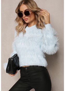 Jasnoniebieski Puchaty Sweter z Kaszmirem Nabille ze sklepu Renee odzież w kategorii Swetry damskie - zdjęcie 169452244