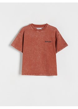 Reserved - T-shirt oversize z efektem sprania - kasztanowy ze sklepu Reserved w kategorii T-shirty chłopięce - zdjęcie 169454411