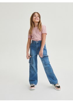 Reserved - Jeansy wide leg z kieszeniami - niebieski ze sklepu Reserved w kategorii Spodnie dziewczęce - zdjęcie 169454441
