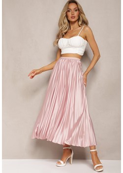 Różowa Plisowana Spódnica Maxi z Gumką w Talii Lirendil ze sklepu Renee odzież w kategorii Spódnice - zdjęcie 169456882