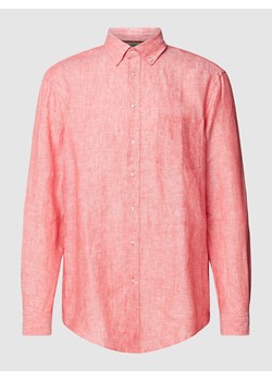 Koszula lniana o kroju regular fit z kołnierzykiem typu button down ze sklepu Peek&Cloppenburg  w kategorii Koszule męskie - zdjęcie 169459700