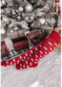 Zakolanówki świąteczne Reindeer czerwone ze sklepu Clamodi w kategorii Podkolanówki - zdjęcie 169463953
