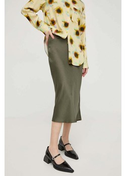 Samsoe Samsoe spódnica AGNETA kolor zielony midi prosta F22300195 ze sklepu ANSWEAR.com w kategorii Spódnice - zdjęcie 169465880