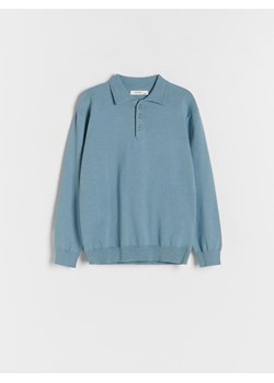 Reserved - Bawełniany sweter polo - niebieski ze sklepu Reserved w kategorii Swetry chłopięce - zdjęcie 169468844
