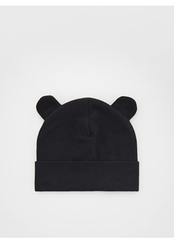 Reserved - Prążkowana czapka z uszkami - czarny ze sklepu Reserved w kategorii Czapki dziecięce - zdjęcie 169468871