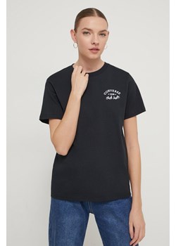 Converse t-shirt bawełniany damski kolor czarny ze sklepu ANSWEAR.com w kategorii Bluzki damskie - zdjęcie 169470770