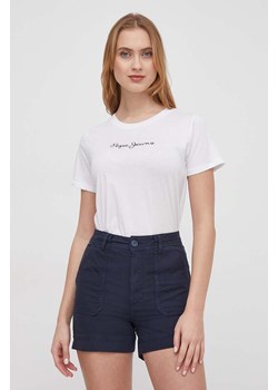 Pepe Jeans t-shirt bawełniany damski kolor biały ze sklepu ANSWEAR.com w kategorii Bluzki damskie - zdjęcie 169482593