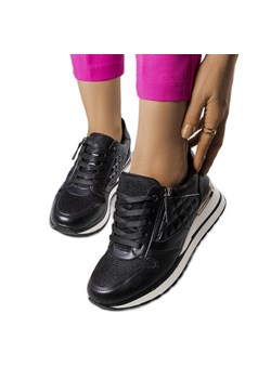 Czarne sneakersy z łączonych materiałów Goulet ze sklepu ButyModne.pl w kategorii Buty sportowe damskie - zdjęcie 169486771