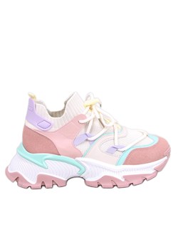 Sneakersy kolorowe na koturnie Beals Pink różowe ze sklepu ButyModne.pl w kategorii Buty sportowe damskie - zdjęcie 169486822