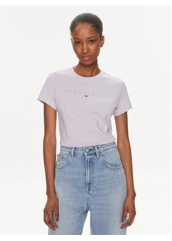 Tommy Jeans T-Shirt Tonal Linear DW0DW17827 Fioletowy Slim Fit ze sklepu MODIVO w kategorii Bluzki damskie - zdjęcie 169491674