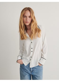 Reserved - Koszula z ozdobną lamówką - złamana biel ze sklepu Reserved w kategorii Koszule damskie - zdjęcie 169496104
