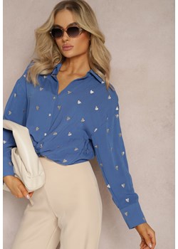 Niebieska Klasyczna Koszula Bawełniana z Dodatkiem Lnu Larnniea ze sklepu Renee odzież w kategorii Koszule damskie - zdjęcie 169496461
