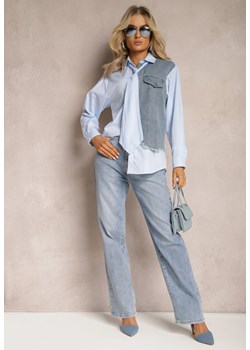 Niebieskie Jeansy z Bawełny o Prostym Kroju High Waist Ovesna ze sklepu Renee odzież w kategorii Jeansy damskie - zdjęcie 169496561