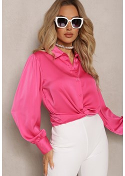 Różowa Koszula z Lekko Bufiastymi Rękawami i Marszczeniami Walentina ze sklepu Renee odzież w kategorii Koszule damskie - zdjęcie 169496883